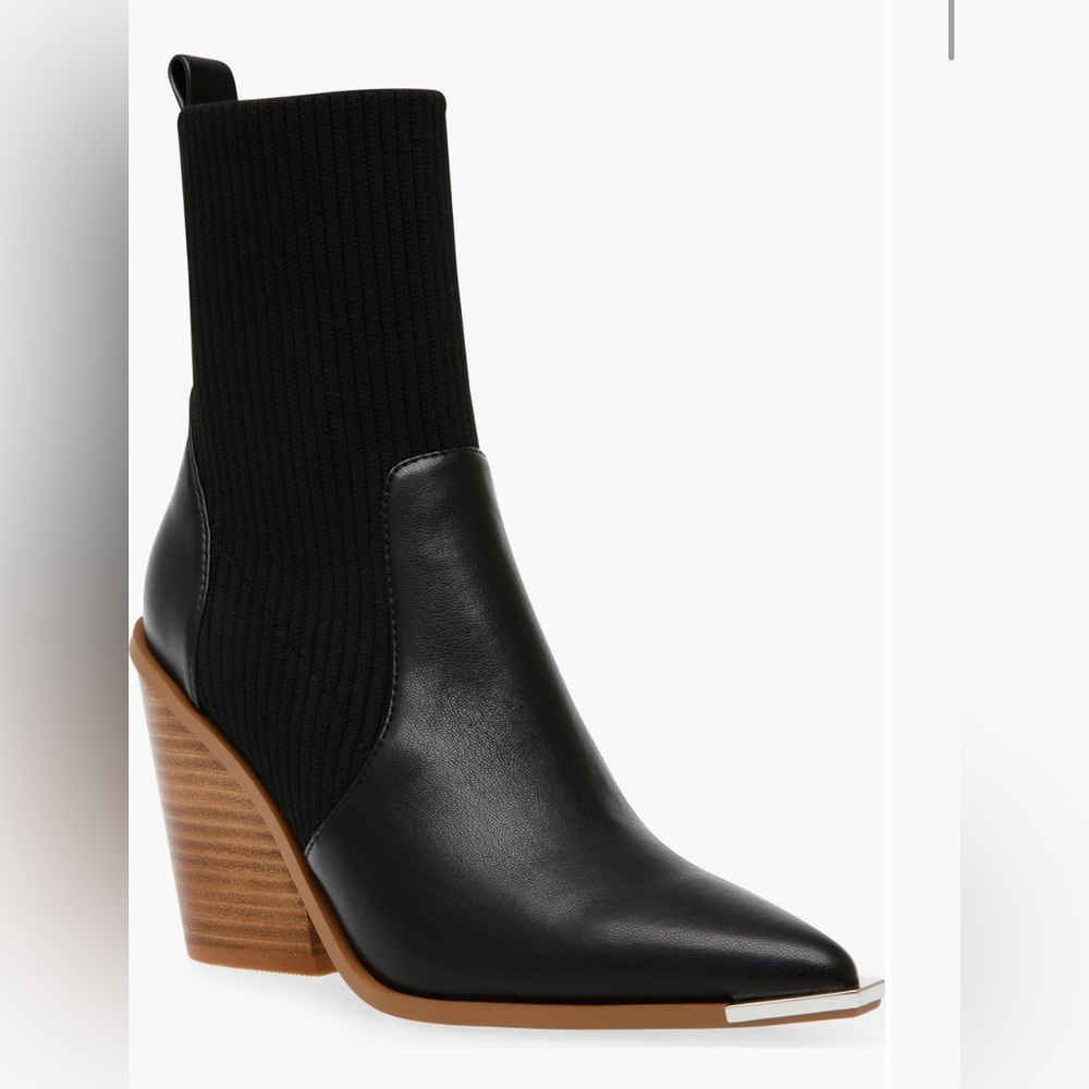 Black Steve Madden sock boot